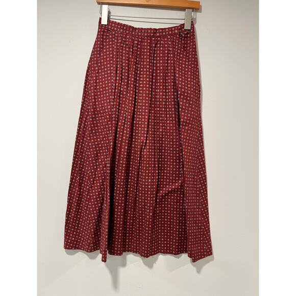 Vintage Dresses & Skirts - Vintage Breeches Cotton Midi Skirt Red w Geometric Design JL